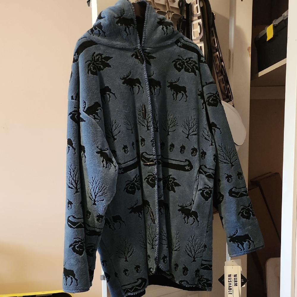 Blue/black Patterned Women's Winter Coat